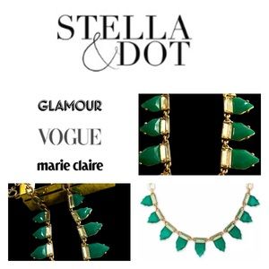 N140 Stella & Dot Eye Candy Necklace in Emerald Green Triangles